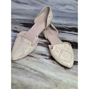Isaac Mizrahi New York Woven Geometric d'Orsay Pointed Toe Flats Beige Cream 10